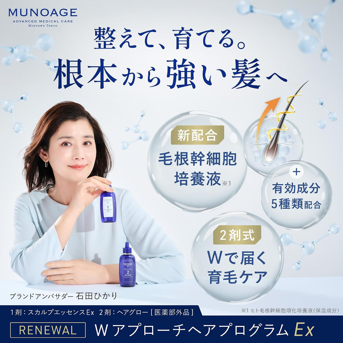 日本製-MUNOAGE代購-雙效藥用育毛精華套裝60ml兩瓶裝醫藥部外品皮膚科研發-日本進口MUNOAGE女性藥用育毛劑60ml雙瓶組無酒精防脫髮強韌髮根熟齡頭皮適用-改善頭髮稀薄及梳頭掉髮-日系個人護理用品照&nbsp;