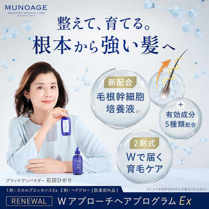 日本製-MUNOAGE代購-雙效藥用育毛精華套裝60ml兩瓶裝醫藥部外品皮膚科研發-日本進口MUNOAGE女性藥用育毛劑60ml雙瓶組無酒精防脫髮強韌髮根熟齡頭皮適用-改善頭髮稀薄及梳頭掉髮-日系個人護理用品照&nbsp;