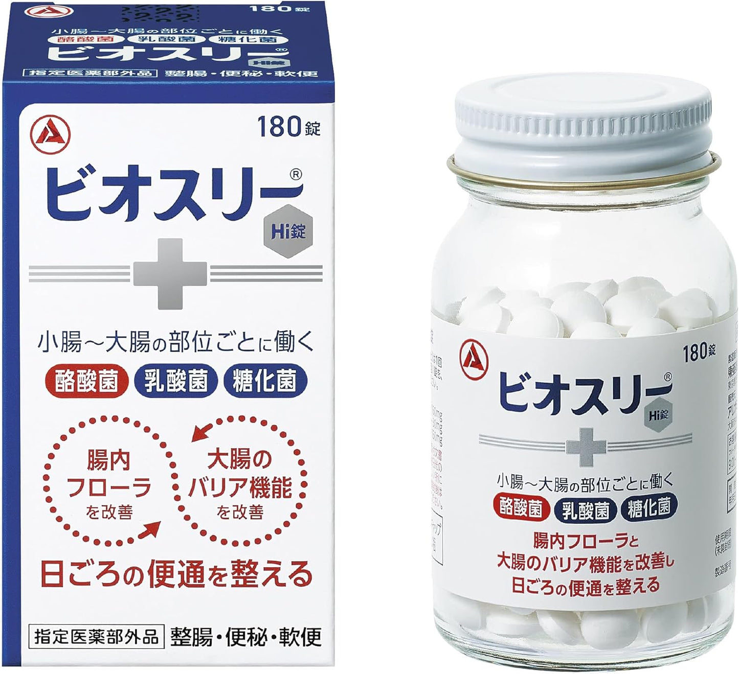 日本製武田 Bio-Three Hi 錠 180 錠裝，含活性糖化菌、乳酸菌及酪酸菌，針對改善便秘、軟便與腸道菌群平衡