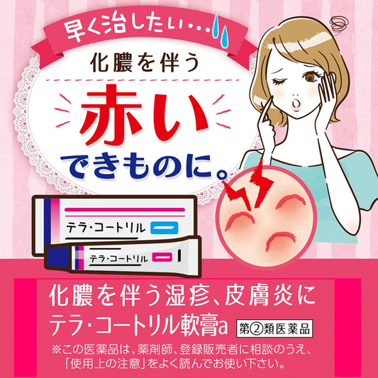 日本製 Terra-Cortril 軟膏 a 6g 包裝，專針對化膿性濕疹與皮膚炎之抗炎抗菌雙效