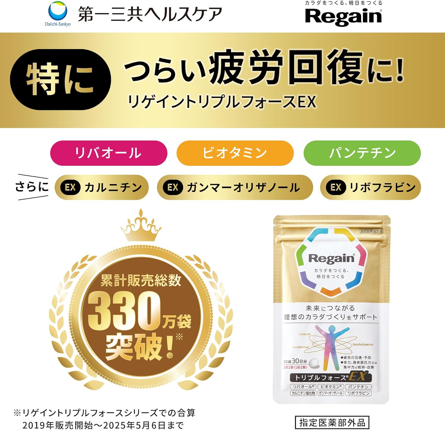 第一三共-Regain-Triple-Force-EX-60錠-抗糖化-疲勞回復-脂肪燃燒補給品
