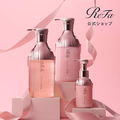 日本製-ReFa代購-MILKPROTEIN牛奶蛋白深層修護洗髮精-500ml單支瓶裝-日本進口ReFa牛奶蛋白初乳精華洗髮精ROYAL皇家修護STRAIGHT直髮順滑粉色抗毛躁白色水潤光澤-深入補充營養鎖水防分岔柔順不乾澀-改善染燙受損頭髮毛躁乾枯及水質硬傷髮-日系簡約美學美髮用品照