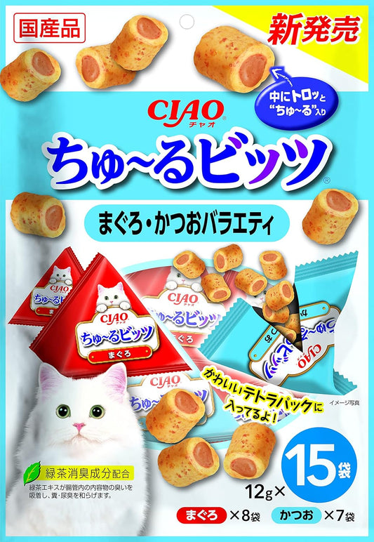 日本製：CIAO 猫用おやつ ちゅ～るビッツ 12g×15袋 (B2989)