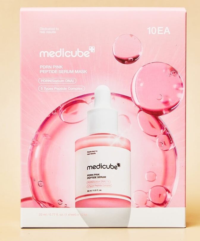 韓國-Medicube-PDRN粉紅胜肽膠原安瓶面膜-10片裝-2026新品-12倍吸收力-三文魚PDRN-亮白淡斑