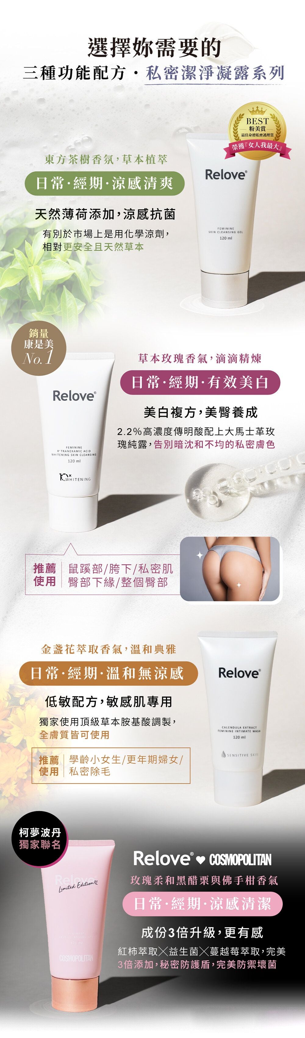 台灣製：Relove 淨柔白桃 - 私密美白賦活晶球凝露 30ml (B513)