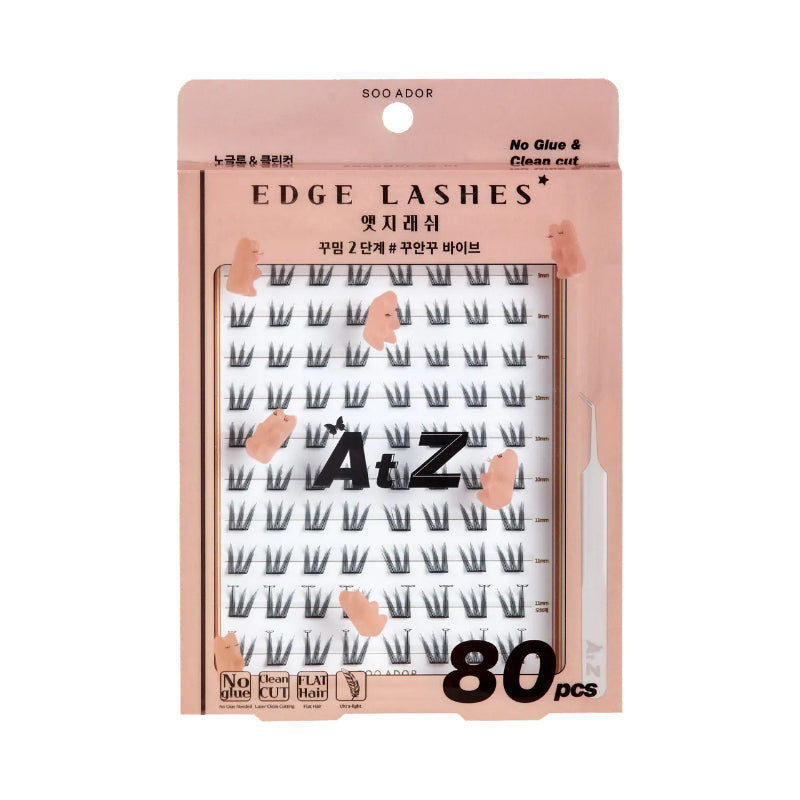 Made in Korea: SooAdor | K-pop Idol-tier Pre-Glued Segmented Eyelashes, 80 pieces with Tweezers (B3450)