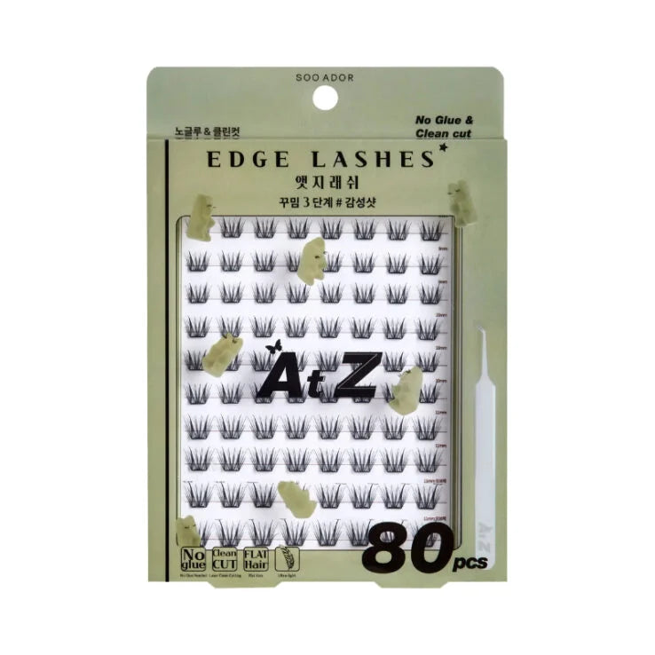 Made in Korea: SooAdor | K-pop Idol-tier Pre-Glued Segmented Eyelashes, 80 pieces with Tweezers (B3450)