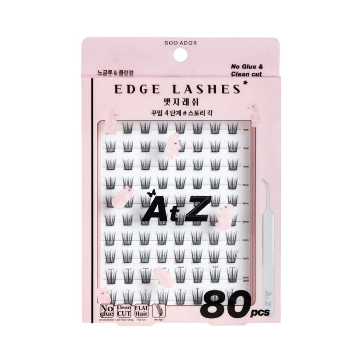 Made in Korea: SooAdor | K-pop Idol-tier Pre-Glued Segmented Eyelashes, 80 pieces with Tweezers (B3450)