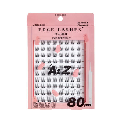 Made in Korea: SooAdor | K-pop Idol-tier Pre-Glued Segmented Eyelashes, 80 pieces with Tweezers (B3450)