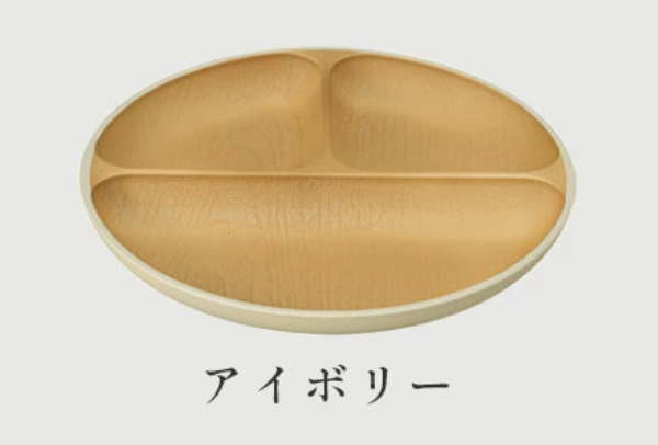 日本製-木目調-抗菌分隔餐盤-25cm-三格設計-微波爐洗碗機OK-防碎輕量餐具-莫蘭迪色系