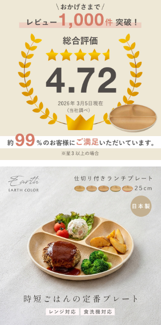 Made in Japan: 🏆 Japanese Wood Grain | Anti-bacterial Three-Compartment Plate 25cm (B3433)