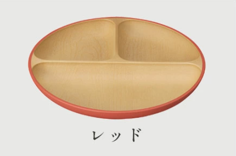 Made in Japan: 🏆 Japanese Wood Grain | Anti-bacterial Three-Compartment Plate 25cm (B3433)