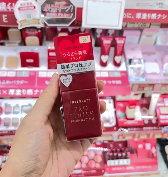 日本製-資生堂-INTEGRATE-柔焦輕透粉底液-30ml-Pro-Finish-Liquid-遮毛孔-積雪草添加-SPF30-產品展示照
