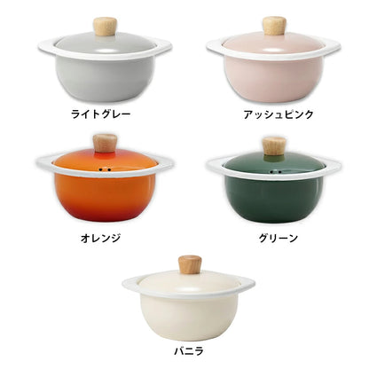 日本製-Fujihoro代購-Cotton15cm琺瑯小燉鍋香草白1.2L-單鍋裝-日本進口Fujihoro富士琺瑯Cotton系列15cm琺瑯小燉鍋キャセロール玻璃質表層抗酸鹼不易留味厚實琺瑯層溫和導熱瓦斯爐IH電磁爐通用-改善烹飪繁瑣異味殘留及個人份量煮食不便-日系質感廚房用品照