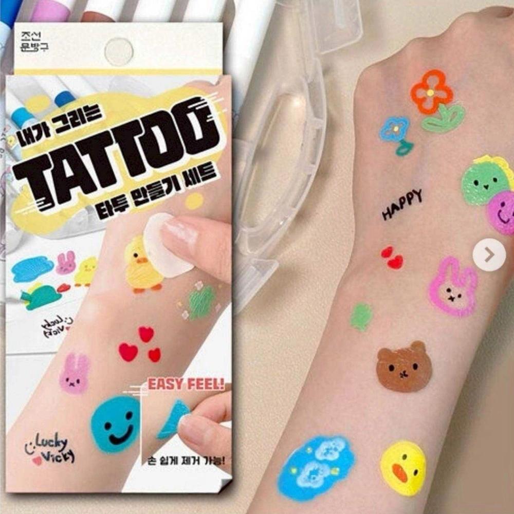 韓國製：DIY Tattoo 韓國手繪親子紋身貼紙 12色[可撕易洗] 1套(Z181)