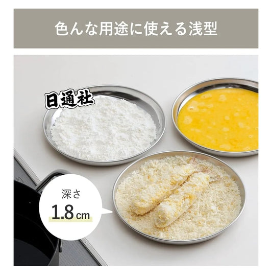 日本製：下村企販 不鏽鋼圓形食材托盤 3枚組 (B3066)