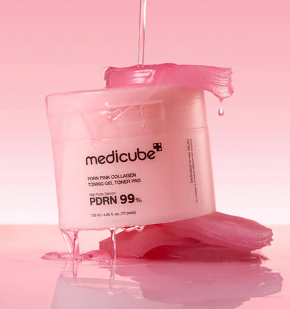 Medicube-PDRN-粉紅膠原凝膠爽膚棉-70片-鮭魚DNA修復-緊緻毛孔-亮白水光棉片