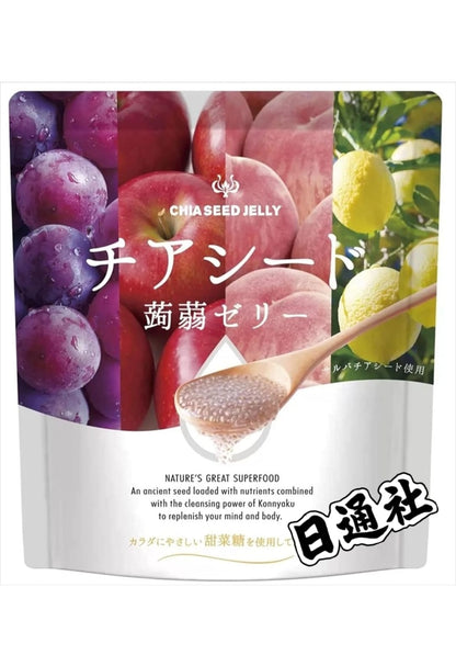 日本製-奇亞籽蒟蒻果凍-60個大包裝-低卡減肥零食-高纖維-提子香桃蘋果檸檬口味-日本製造
