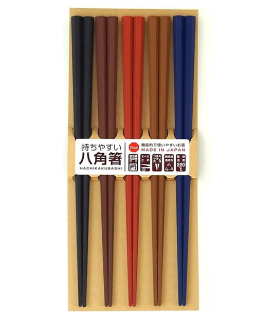日本製： Sunlife 彩色八角PBT筷子 5膳套裝（23cm｜食洗機適用）(Z186)