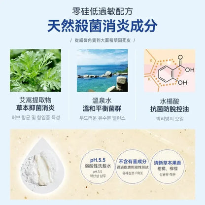 [30/8截單]韓國製：RUTHAIR 3重海鹽天然潔淨脂漏性頭皮調養洗頭水護髮素套裝 (B654)