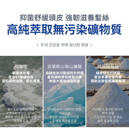 [30/8截單]韓國製：RUTHAIR 3重海鹽天然潔淨脂漏性頭皮調養洗頭水護髮素套裝 (B654)